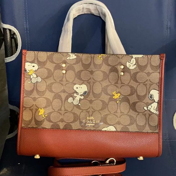 Coach Handbags - COACH PEANUTS DEMPSEY Carryall Signature Canvas Snoopy Woodstock CE862